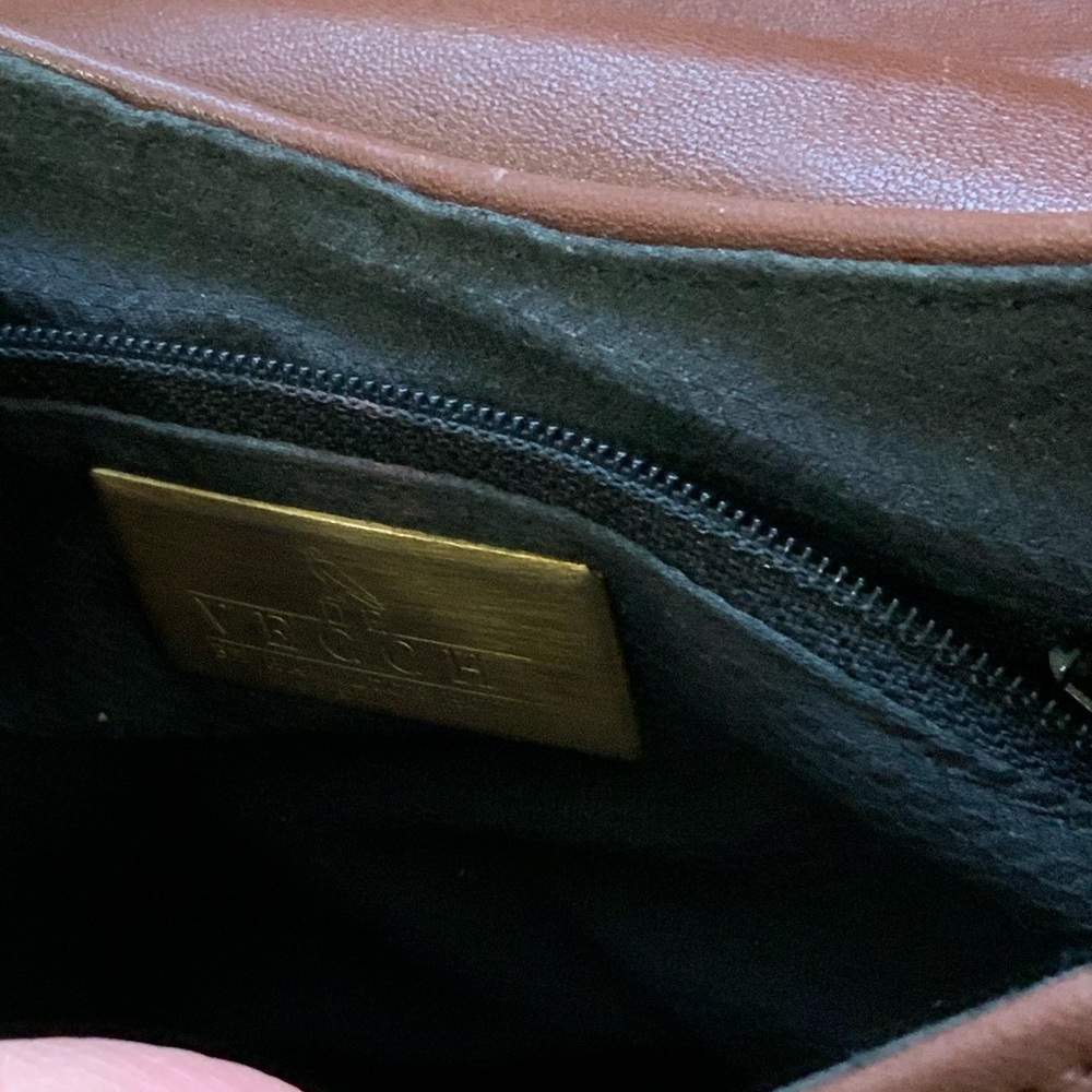 Vintage De Vecchi By Hamilton Hodge Woman's Brown Shoulder Purse Made In Italy - Picture 8 of 8